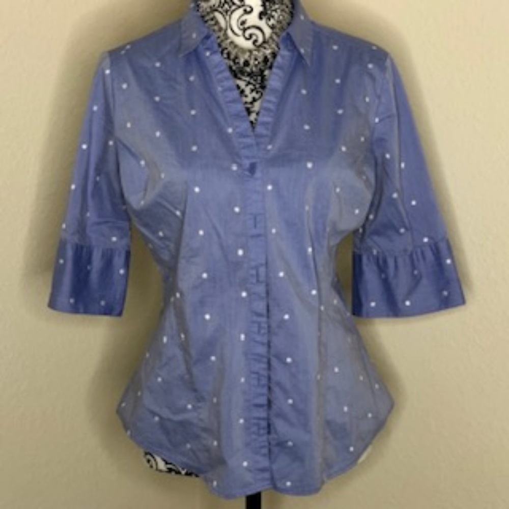 LIGHT BLUE POLKA DOT SHIRT
